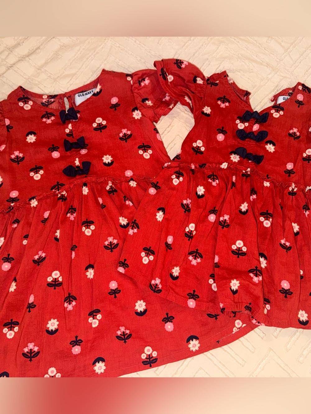 Old Navy Floral Girls' Dress with Navy Bow Accents